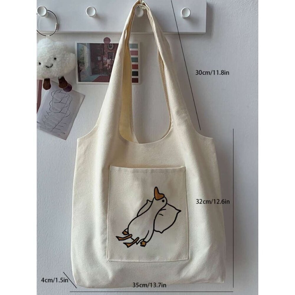 Fashionable And Versatile Duck Printed Women's Tote Bag School BagLarge Capacity